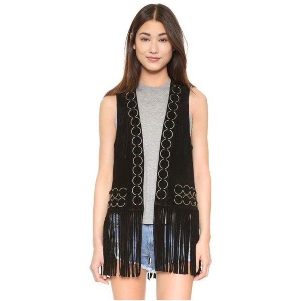 NWT FREE PEOPLE Ringo Leather Fringed Vest